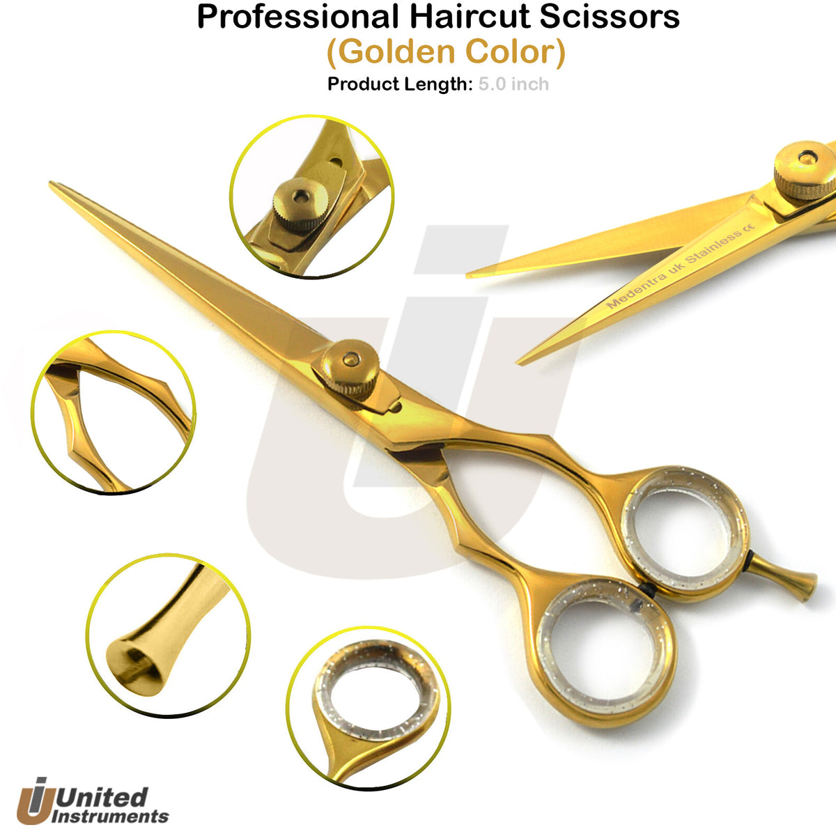 Professional Hair Cutting Shears - 5'' Gold Hair Salon Scissors