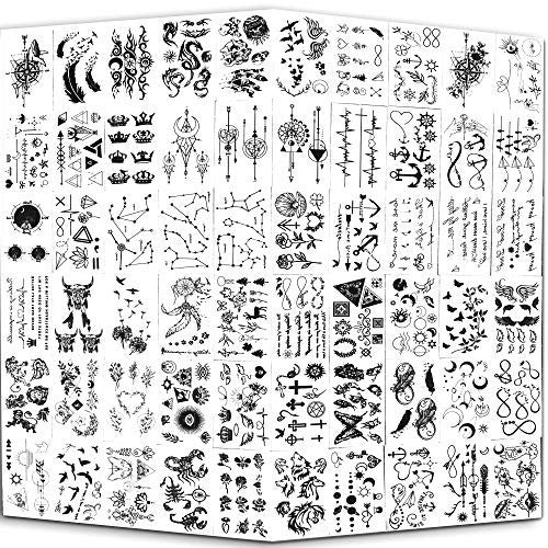 Tiny Waterproof Temporary Tattoos – 60 Sheets, 300+ Designs (Moon & Stars, Music Theme)