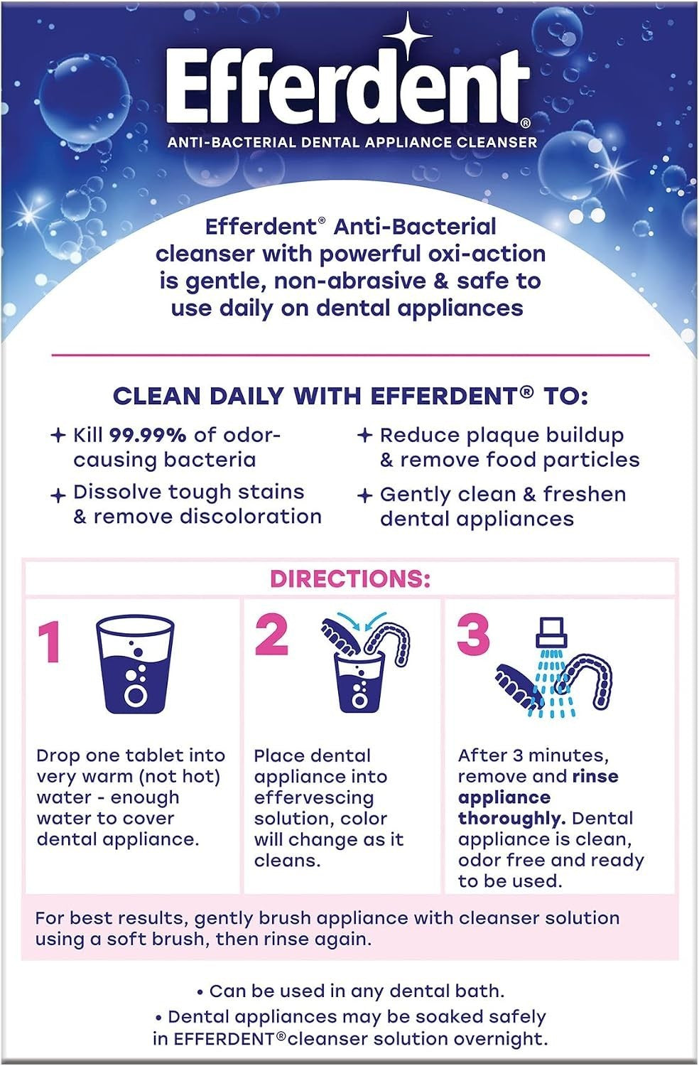 Denture Cleaner Tablets - Complete Clean, 102 Count for Oral Appliance Hygiene