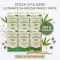 Eco-Friendly Bamboo Toothbrush 6 Pack Soft Bristles Natural Wooden Handles