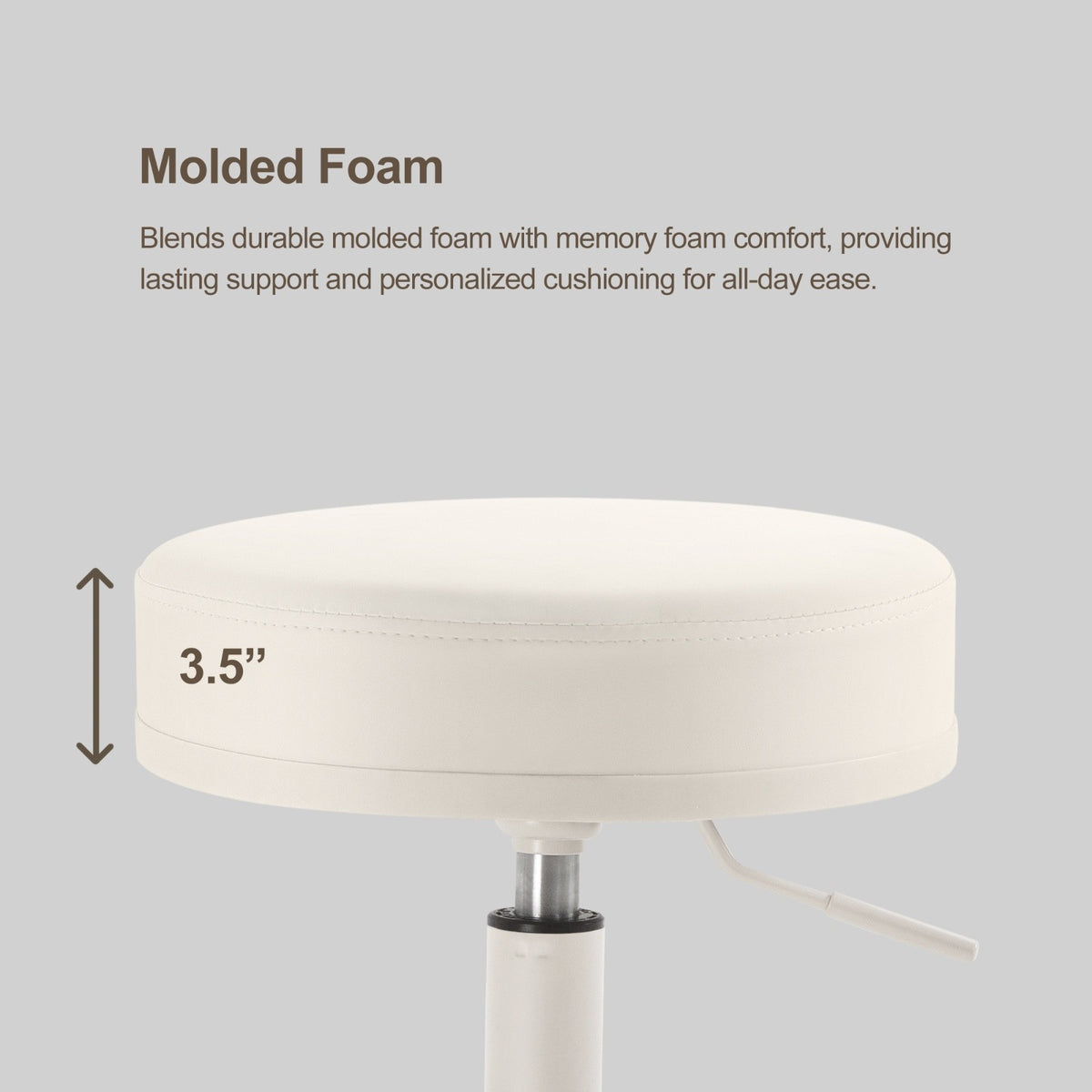 Medical Office Stool - Adjustable Seat, Padded Comfort, Water-Resistant PU Vinyl