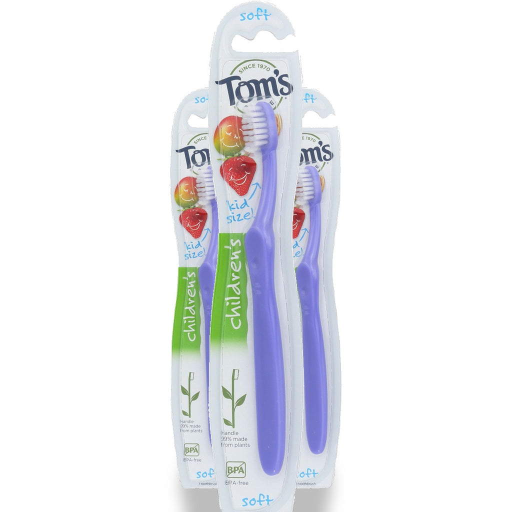 Children's Soft Toothbrush Set - Kid Size 3 Pack BPA-Free & Plant-Based Handles