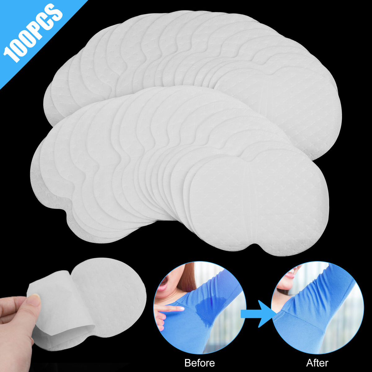 Disposable Underarm Sweat Pads - 100 Absorbing Stickers for Dryness & Comfort