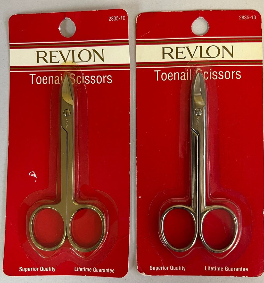 Vintage Revlon Curved Toe Nail Scissors with File - 90s Classic Nail Tool Set