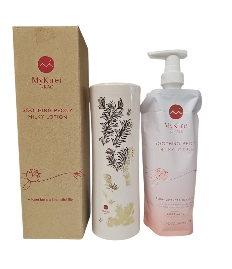 Milky Lotion with Peony Extract - Soothing Moisturizer 11.5 fl oz / 340ml with Pump Holder
