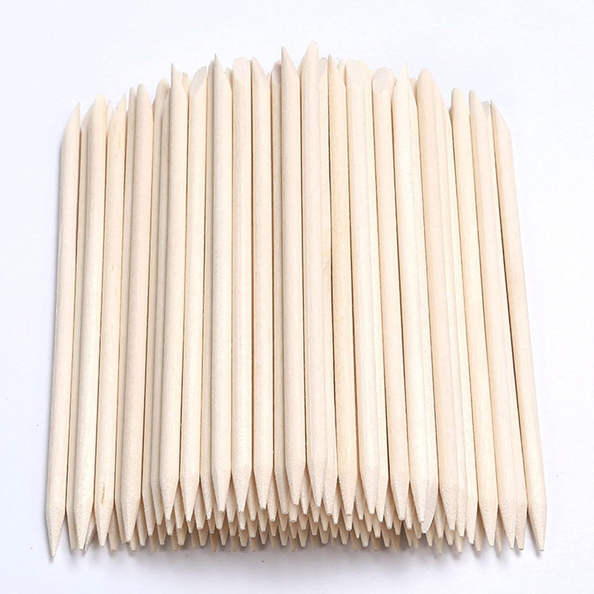 100Pcs Natural Orange Wood Nail Sticks Double Sided Cuticle Pusher