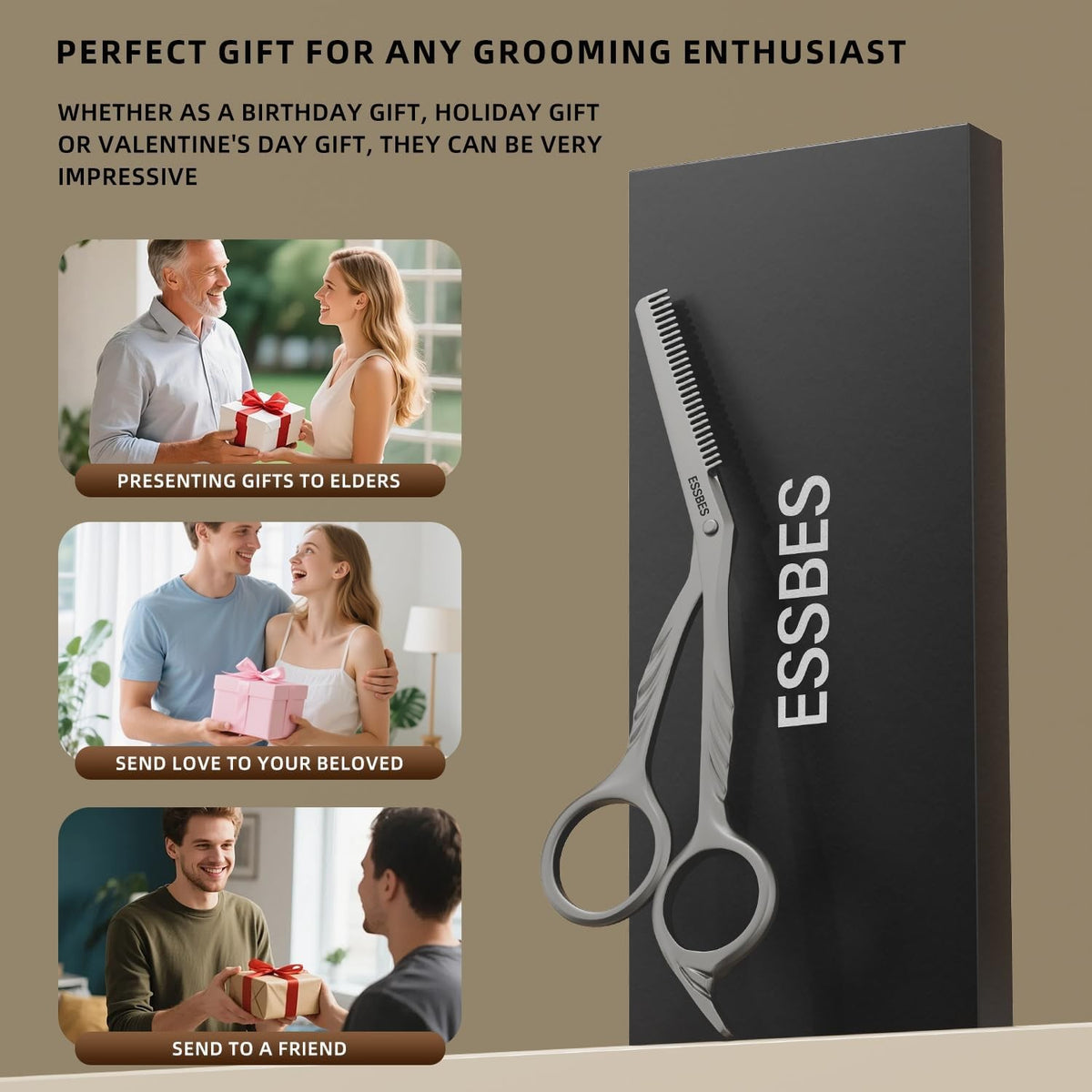 Beard Scissors with Comb - Mustache, Eyebrow Grooming Kit, Precise Trimming