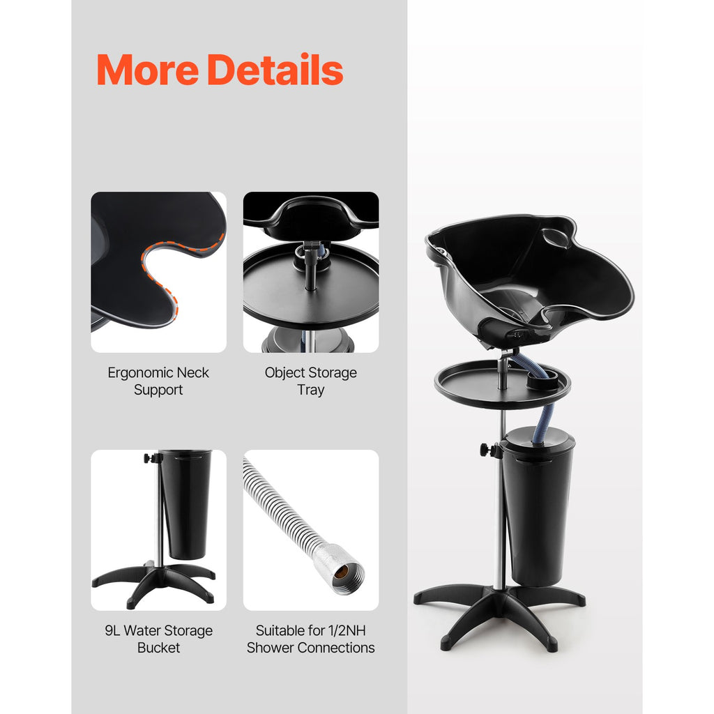 Portable Shampoo Basin with Adjustable Height & Showerhead for Hair Washing