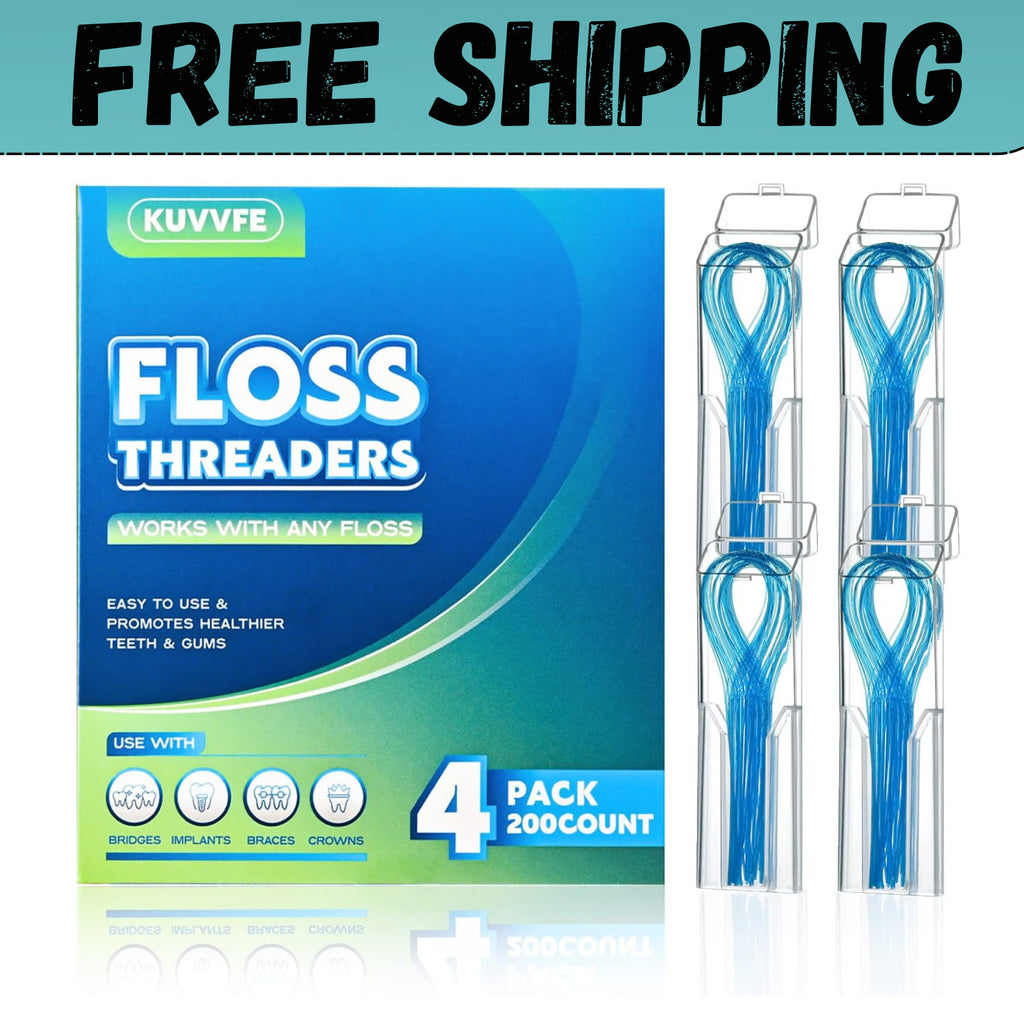Dental Floss Threaders for Braces Bridges Implants - 200 Count Pack