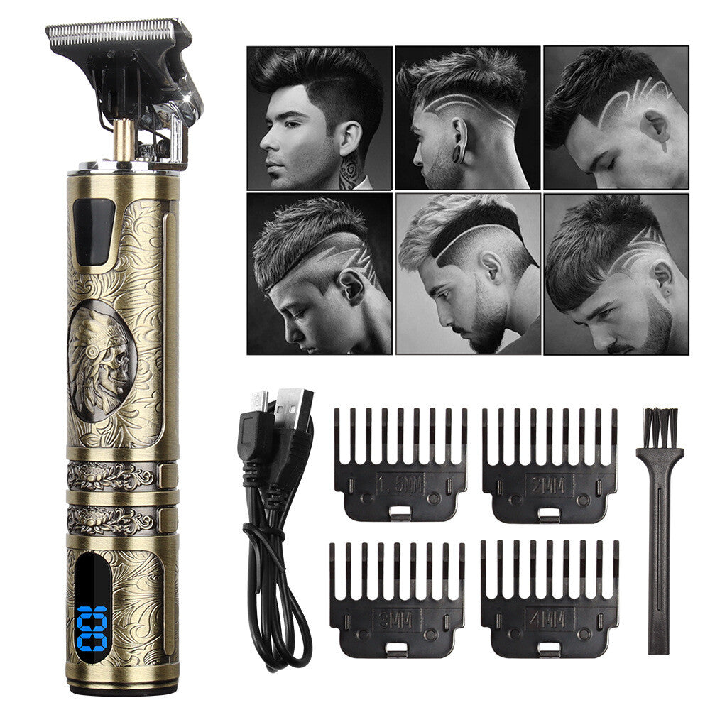 Men's Cordless Beard & Mustache Trimmer with LED Display, Adjustable Lengths