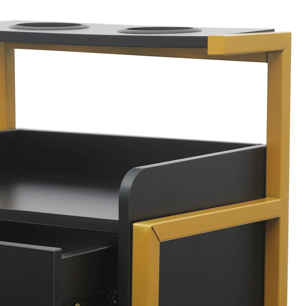 Wall-Mounted Salon Storage Cabinet with 2 Drawers & Hair Dryer Holder