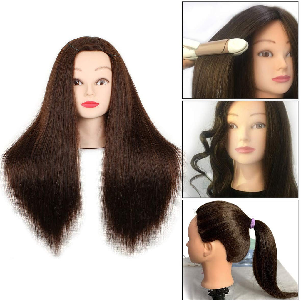 Mannequin Head with Human Hair for Hair Styling Training, Display & Practice