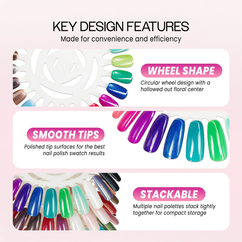 Nail Art Tips Display Wheel Set - 24 Tips per Wheel, 10 Wheels Pack