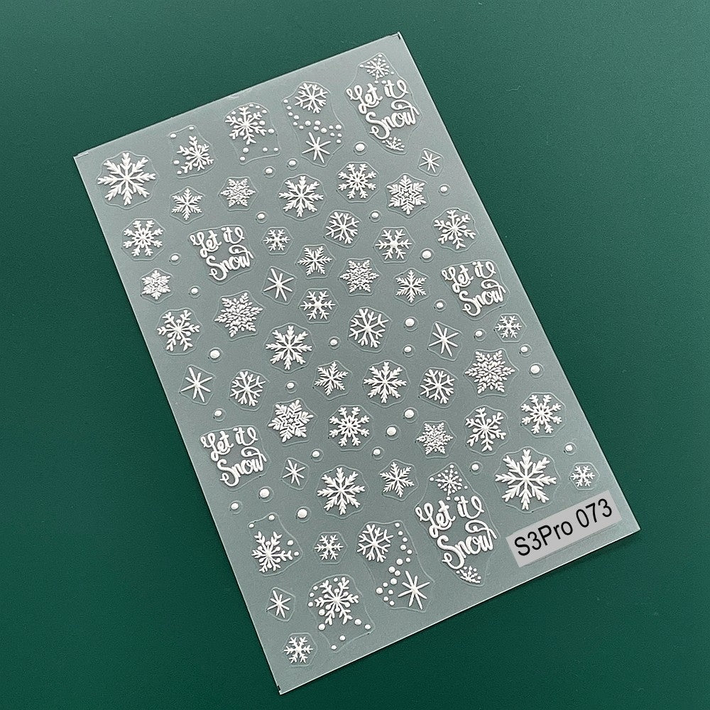 Winter Snowflake Nail Art Stickers - Let It Snow Christmas Decor