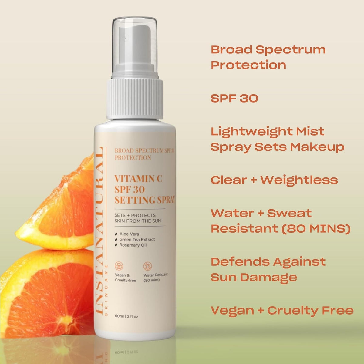 Vitamin C Sunscreen Setting Spray SPF 30 - Brightening Hydrating Mist