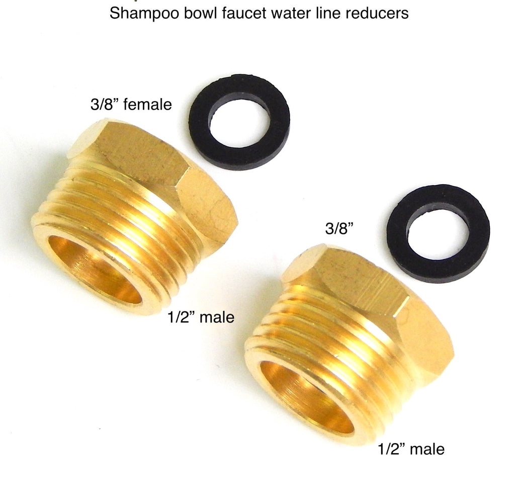 Brass Water Line Reducers for Shampoo Bowl Faucet 1/2 to 3/8 Inch Plumbing Parts