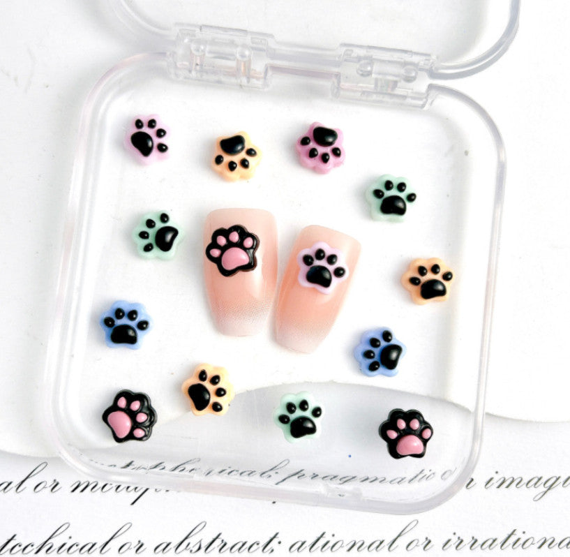 10pcs Glow in Dark Cat Dog Claw Print Nail Art Charms for Manicure & Decor