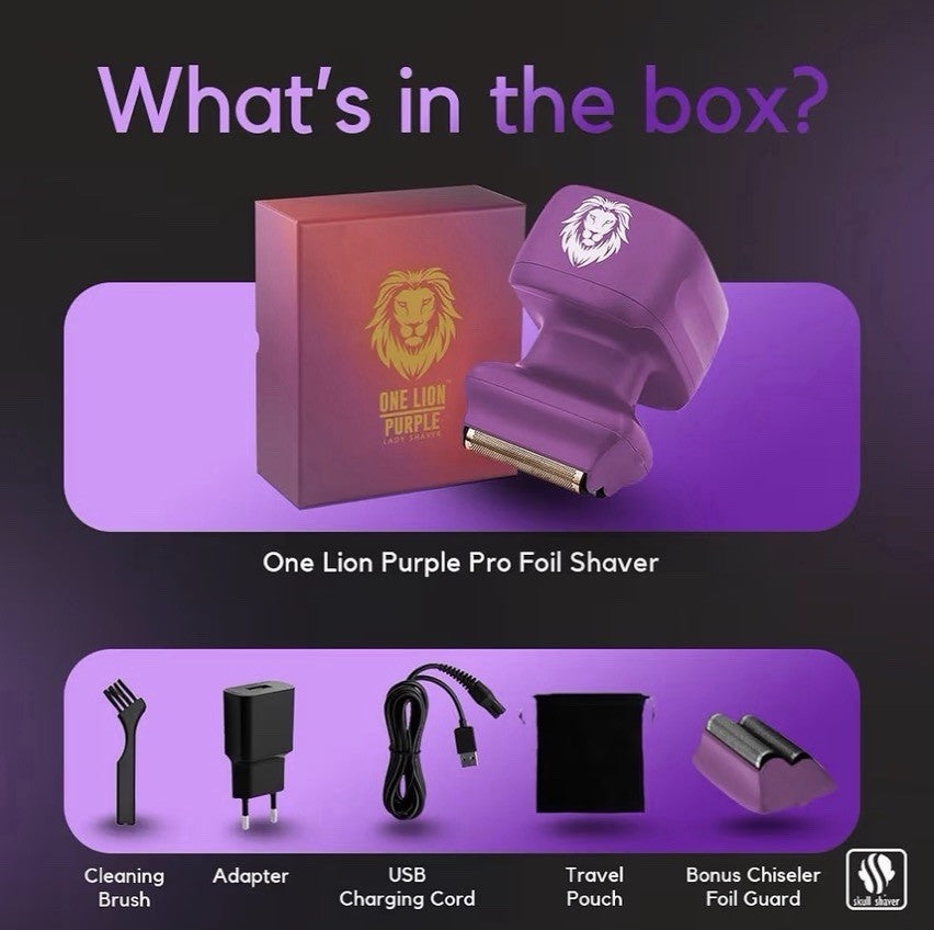 Cordless Wet Dry Rechargeable Women's Skull Shaver for Face & Body - Purple