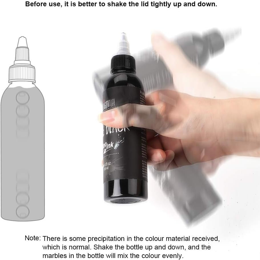 Professional Black Tattoo Ink 120ml Sterilized for Safe Skin Application