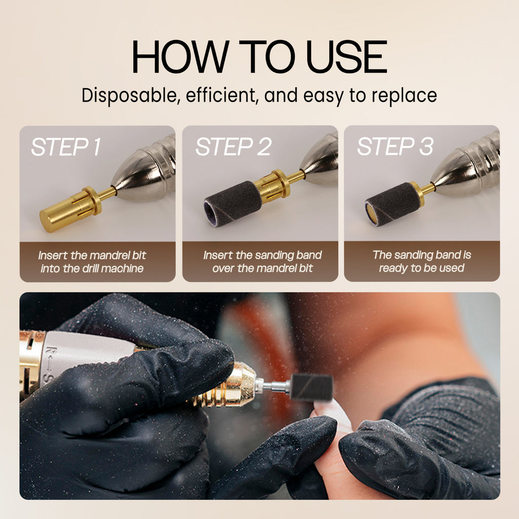 Nail Sanding Bands for Drill Bits 120 Grit Black - 100 Pieces, Manicure & Pedicure