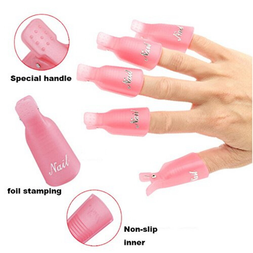 Gel Nail Polish Remover Clips Set - Reusable Soak-Off Manicure & Pedicure Caps