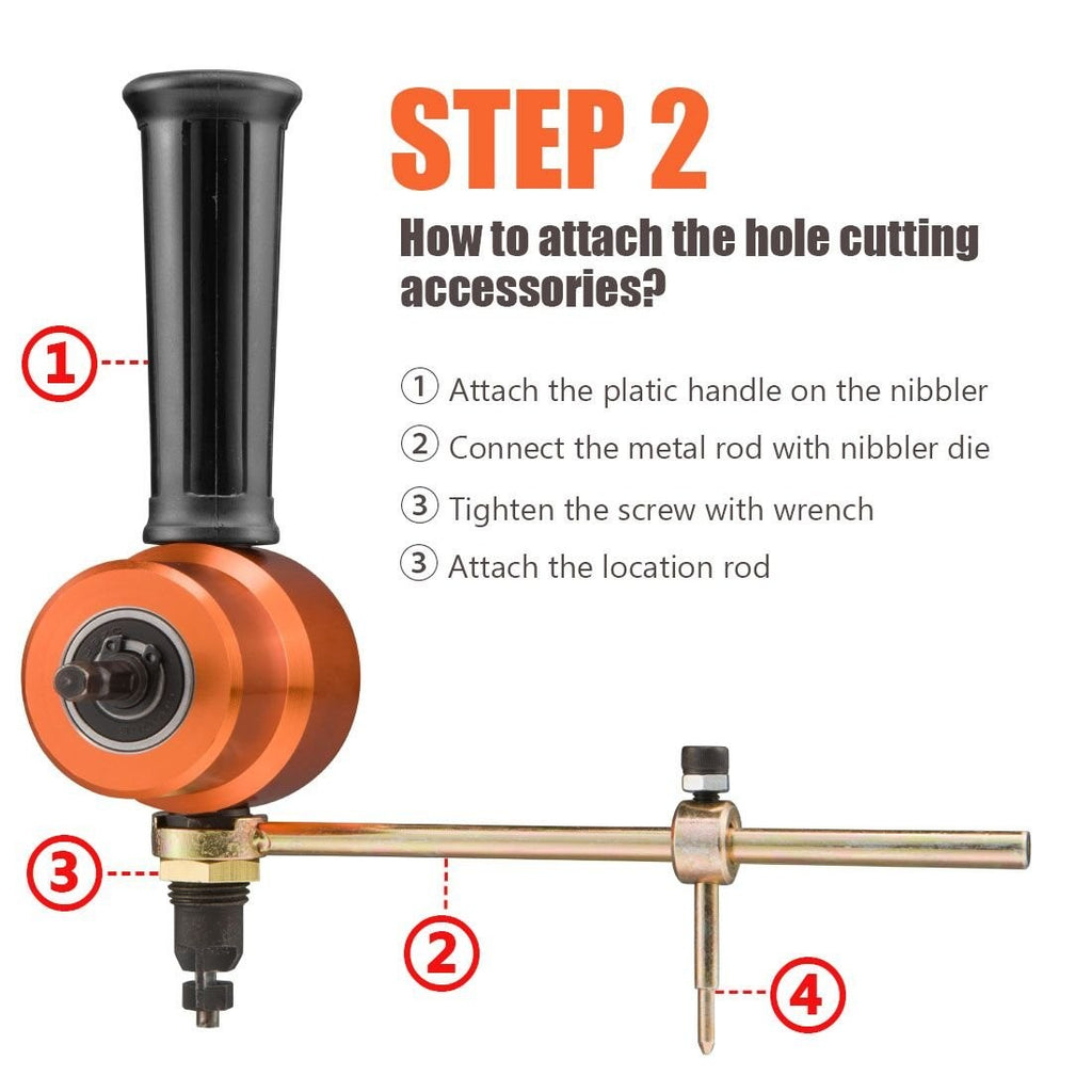 Metal Nibbler Cutter Drill Attachment for Sheet Metal Cutting - Straight & Curve