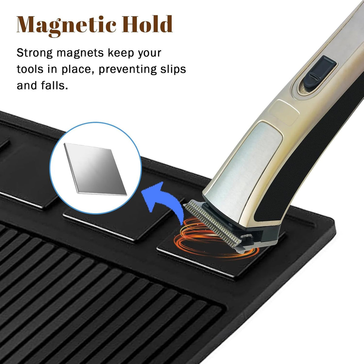 Magnetic Barber Mat for Clippers and Tools, Non-Slip Organizer for Salon Station