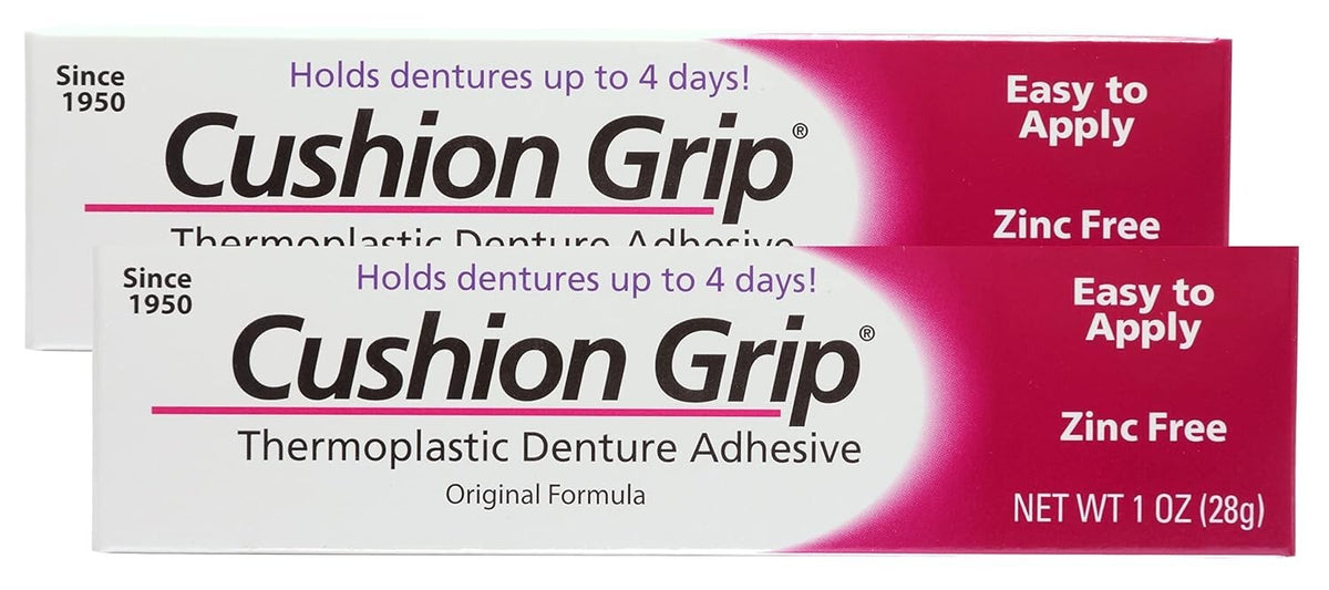 Denture Cushion Grip Adhesive 1 Oz - Soft Refit & Comfort for Loose Dentures