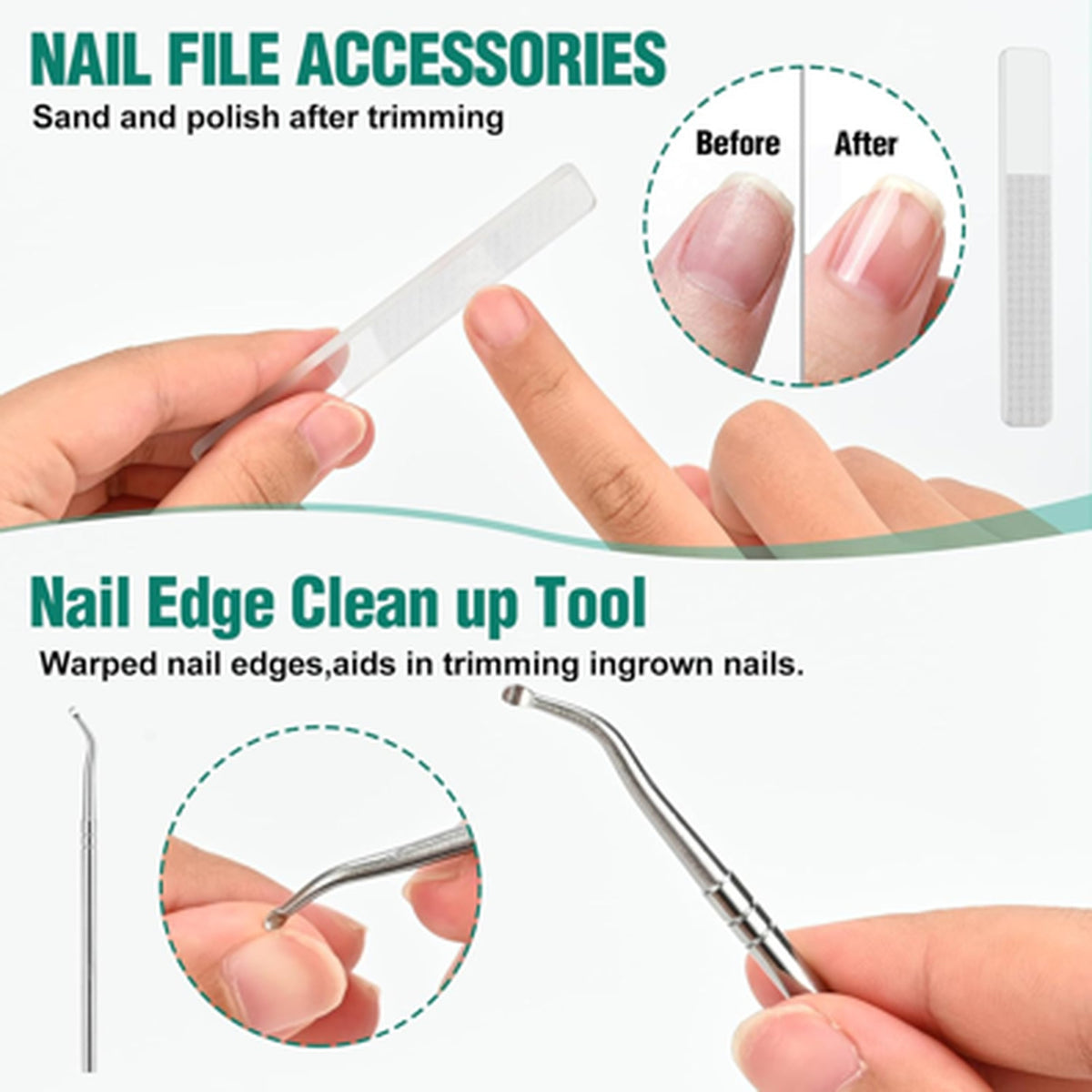 Eagle Beak Nail Clippers Set with Long Handle & Wide Jaw - Manicure Tools