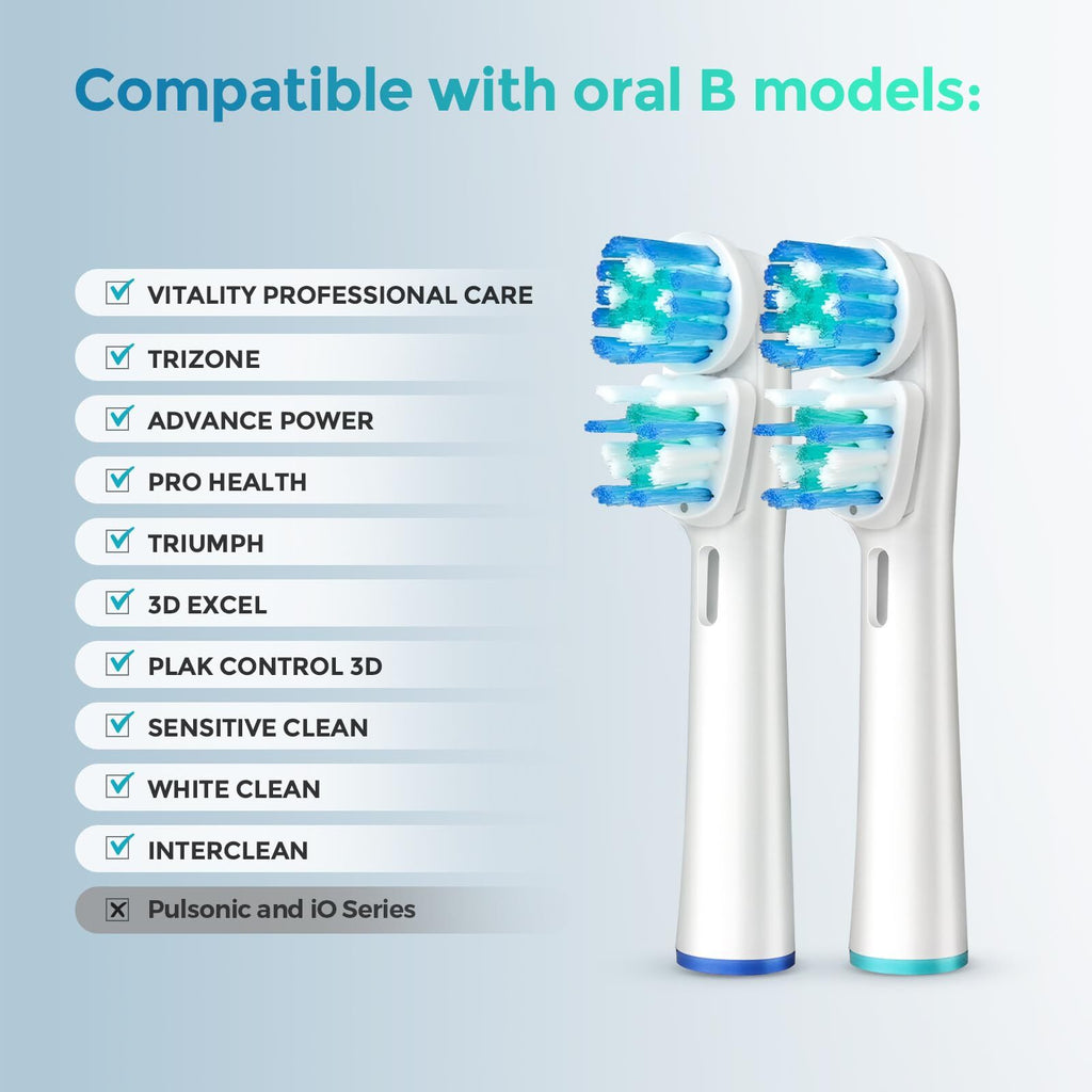 16 Pack Double Heads Electric Toothbrush Replacement Heads Compatible with Oral B Braun