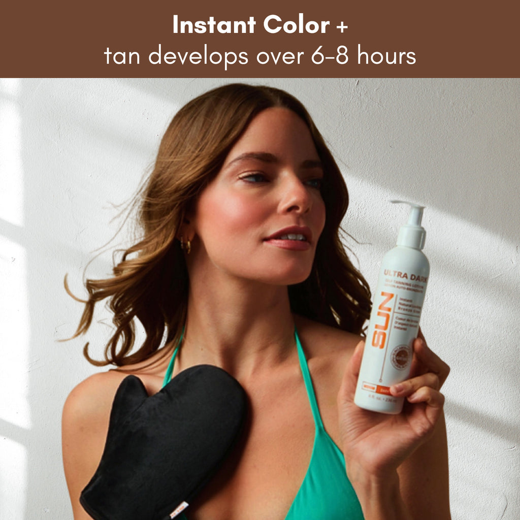 Self Tanning Lotion Organic Deep Dark Tan with Mitt - Sun Laboratories