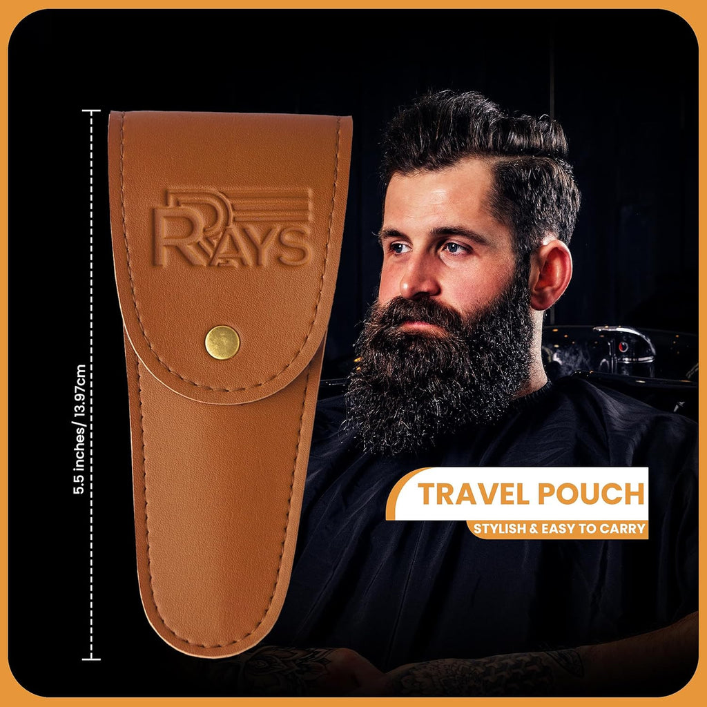 German Mustache Scissors for Men with Beard Comb & Travel Pouch - 5 Inch