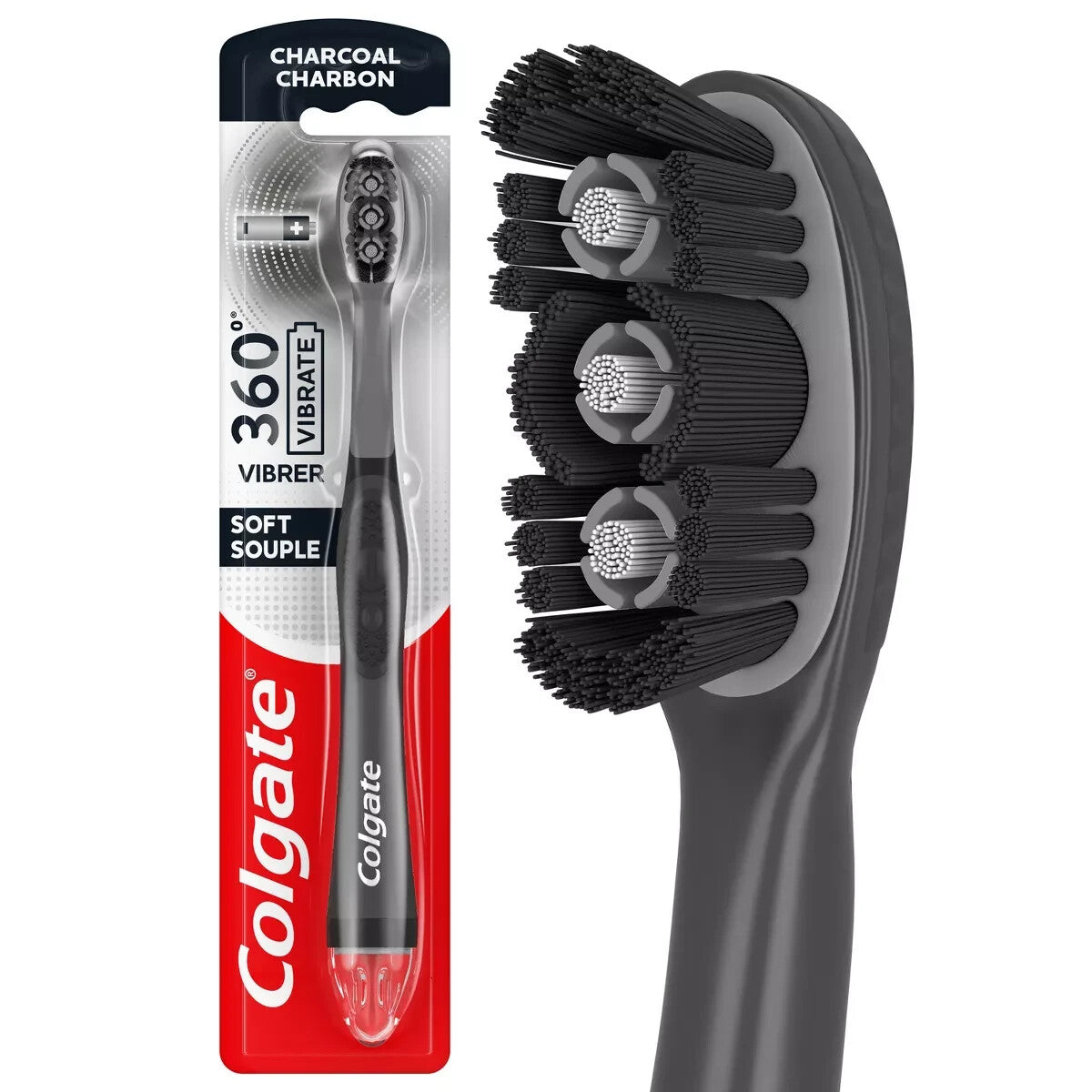 Battery Operated Charcoal Toothbrush - 360 Vibration, 1 Pack