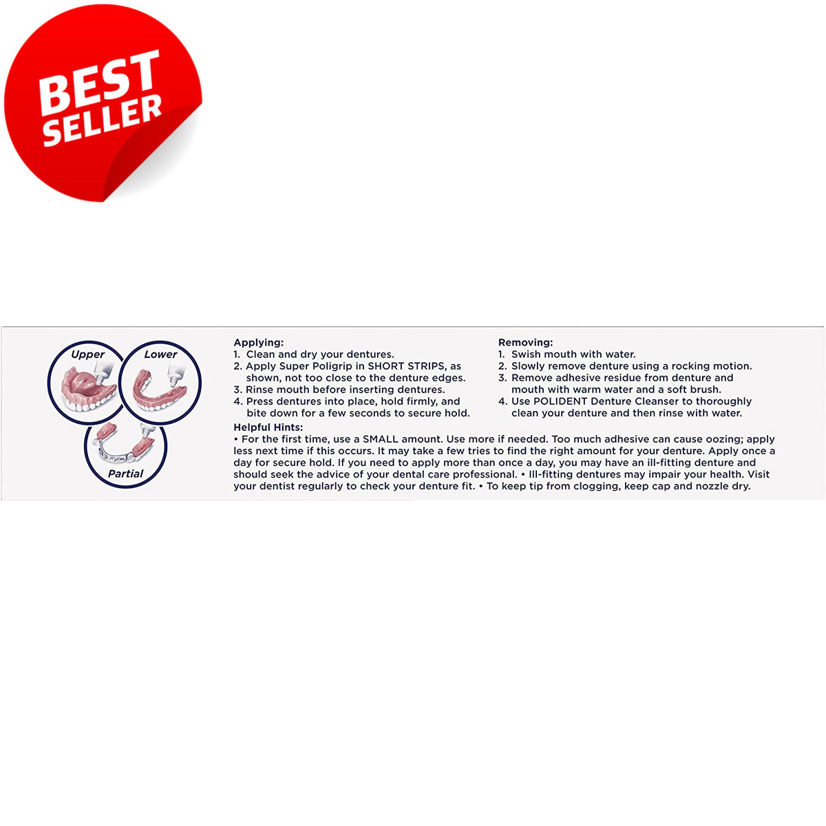 Zinc-Free Denture Adhesive Cream 2.2oz - 4 Pack for Strong All-Day Hold