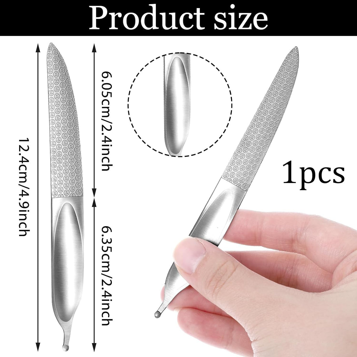 Metal Curved Nail File for Thick Nails - Double-Sided Toenail Grooming Tool