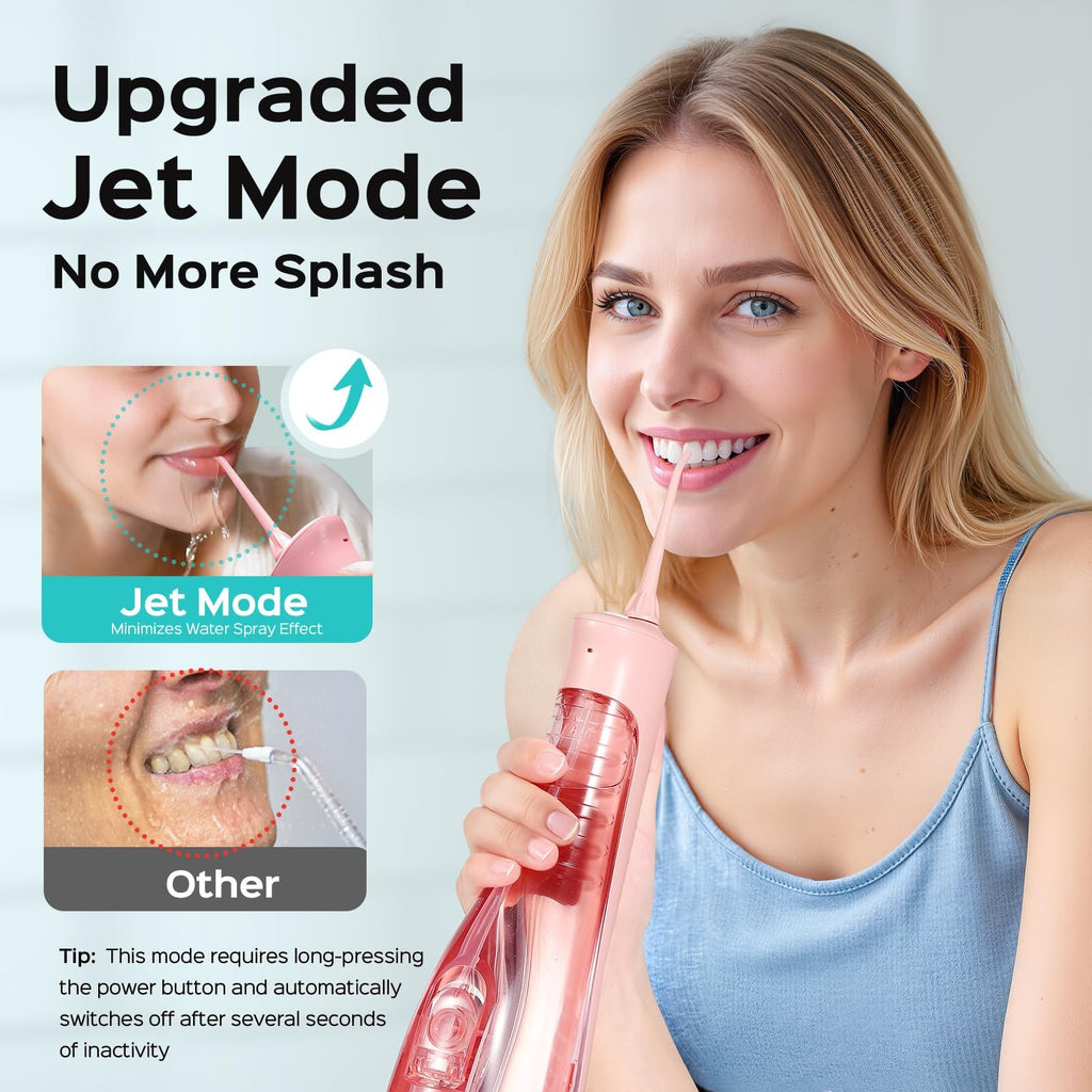 Water Dental Flosser with 4 Modes 5 Intensity Levels Pink - Oral Care Device