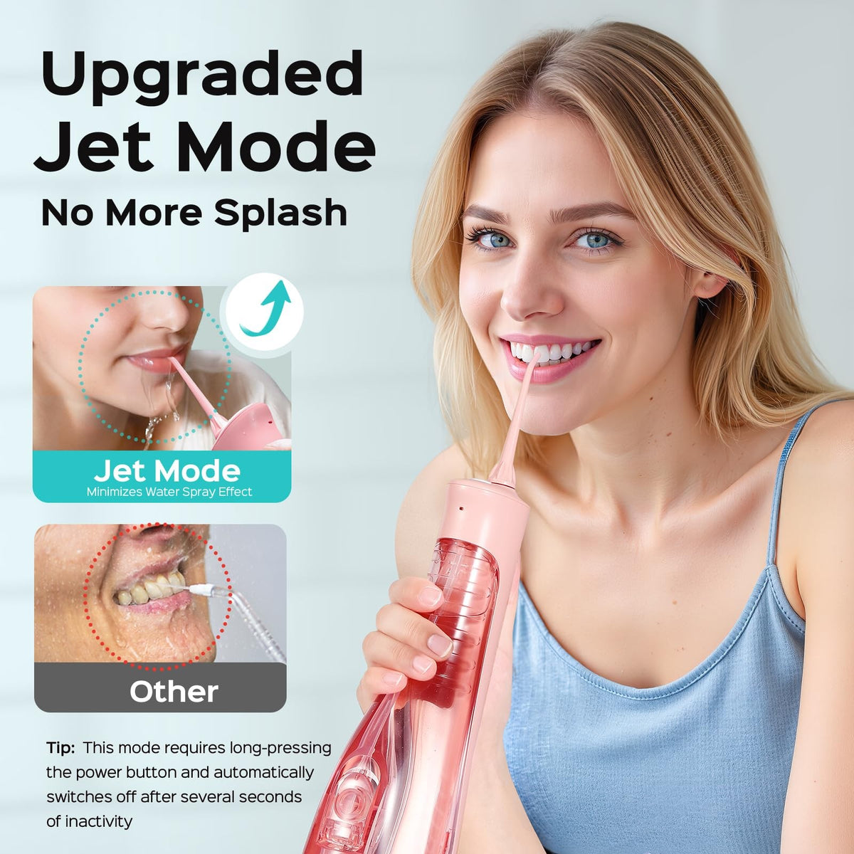 Water Dental Flosser with 4 Modes 5 Intensity Levels Pink - Oral Care Device