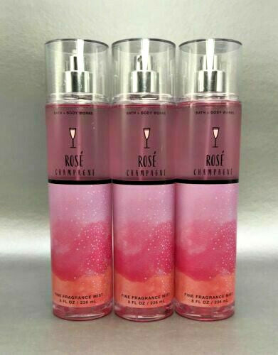 Body Mist Set of 3 - Rose Champagne Fine Fragrance Spray for Women
