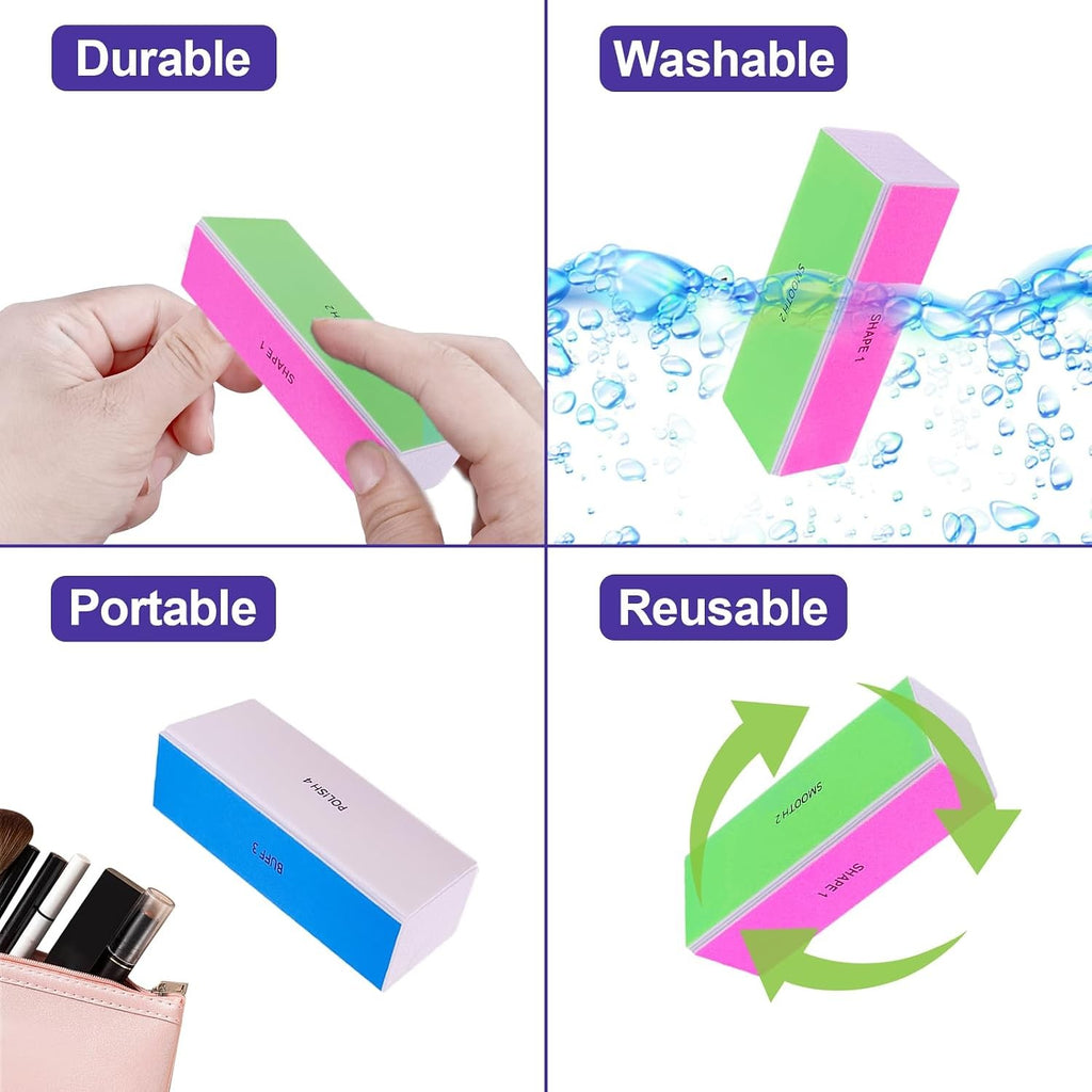 4-Way Nail Buffer Block Set - 2 Pcs for Shaping, Smoothing, Buffing & Polishing
