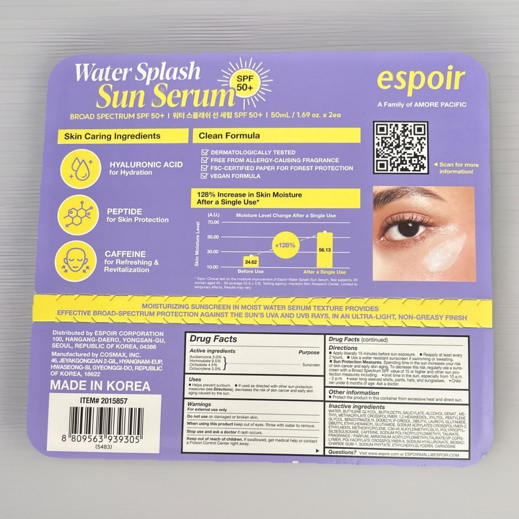 Water Splash Sun Serum SPF 50 Sunscreen - Moisturizing, 1.69 fl oz, 2-Pack
