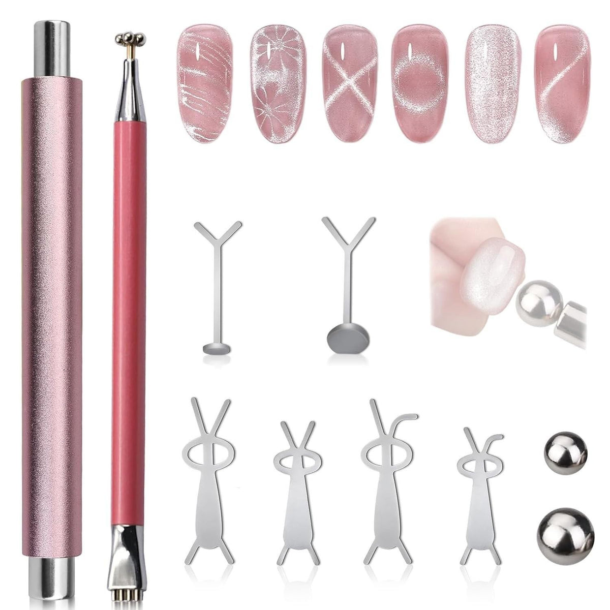 Double-Head Cat Eye Nail Magnet Set for Magnetic Nail Art