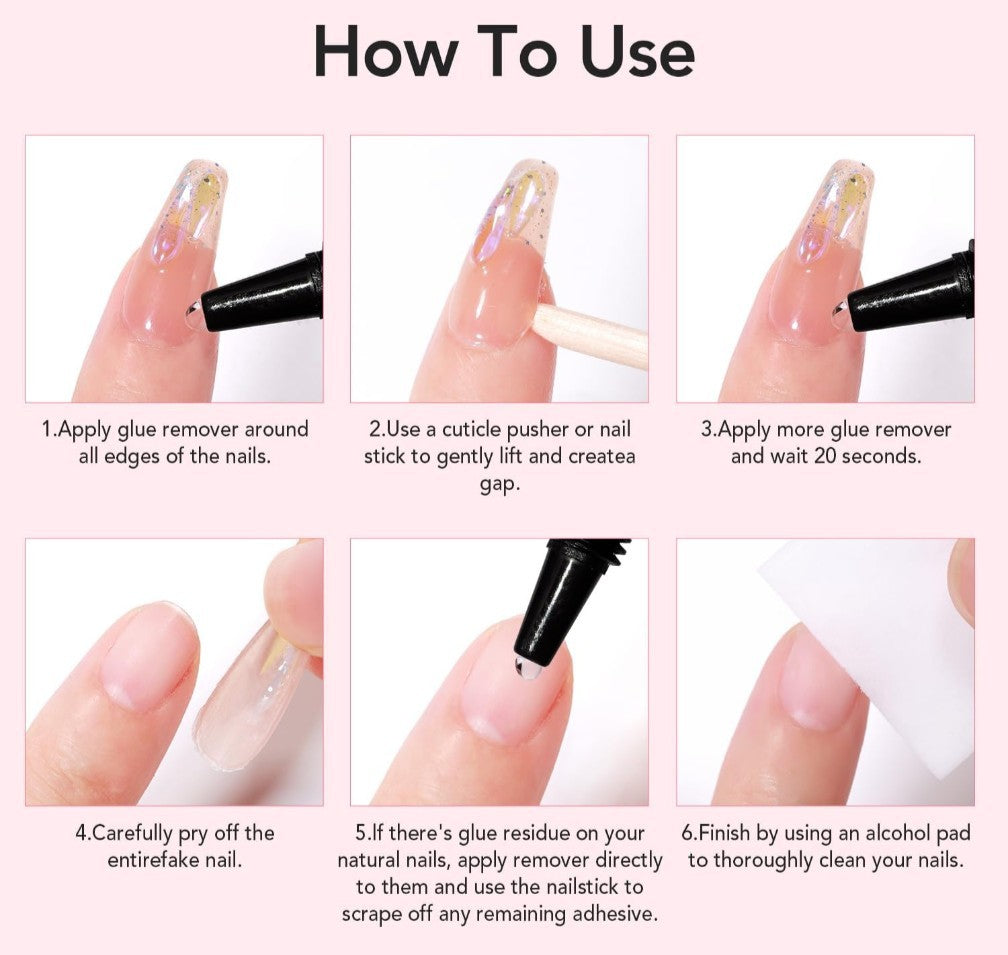 Semi Solid Nail Glue with Remover Kit - Fast Drying 10G + 15ml
