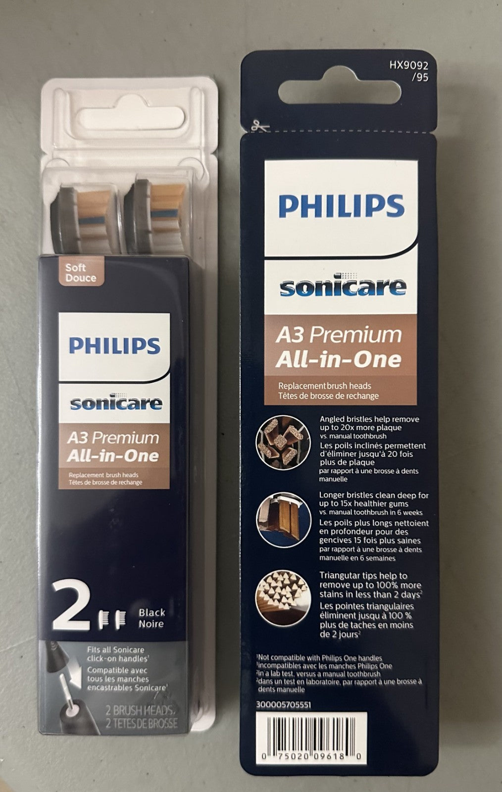 Philips Sonicare All-in-One Black Replacement Toothbrush Heads 2 Pack