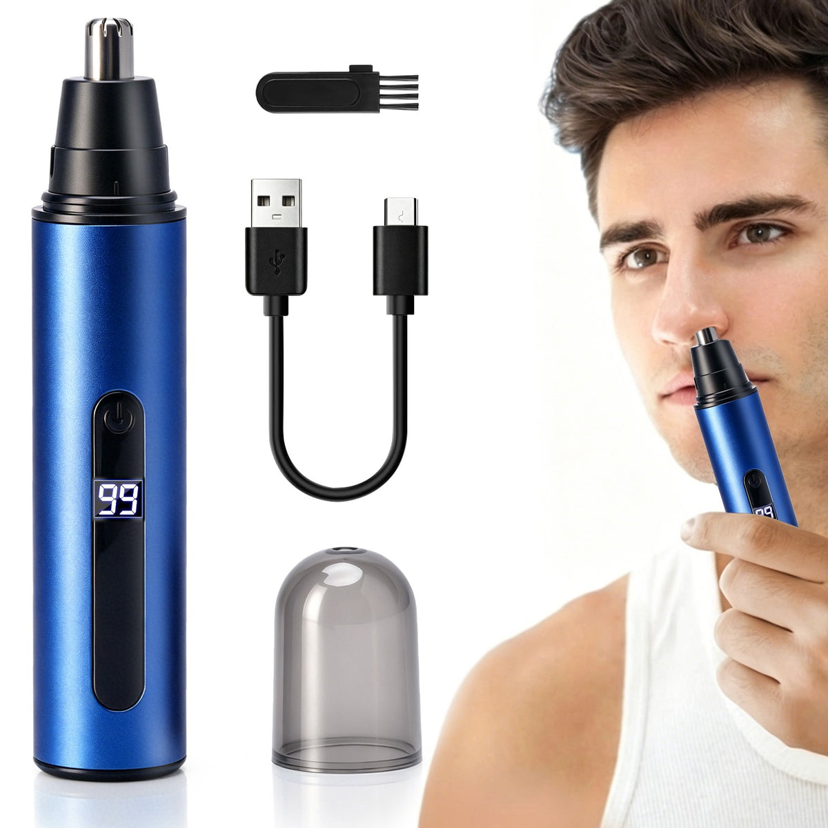USB Rechargeable Nose & Ear Hair Trimmer for Men and Women - Waterproof & Portable
