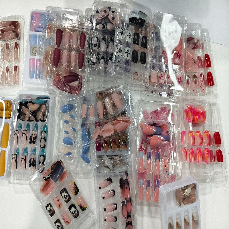 Assorted Press-On Nail Set - Reusable Full Cover False Nails for DIY Manicure