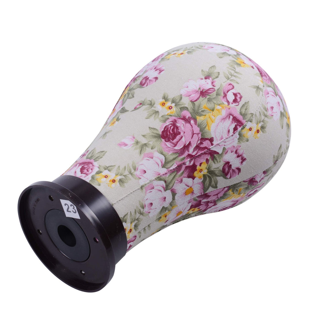 Canvas Mannequin Head for Wig Making and Hair Extensions - Pink Flower