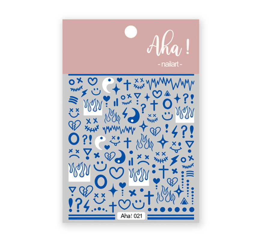 Flame Heart Love Star Sticker Sheet for Nail Art and Crafts - Multiple Colors