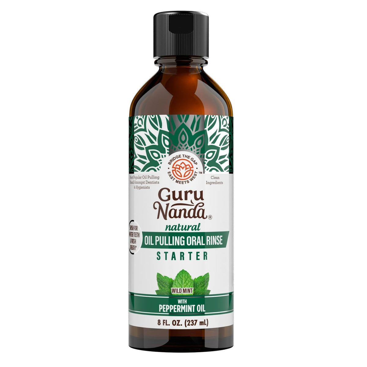 Coconut Oil Pulling Mouthwash - Natural Oral Care Oil with Peppermint, 8 Fl Oz