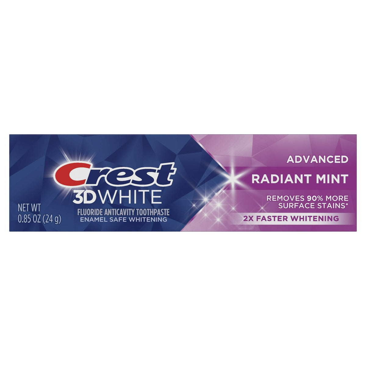 Travel Size Crest 3D White Fluoride Anticavity Toothpaste - Radiant Mint 0.85 oz Pack of 3