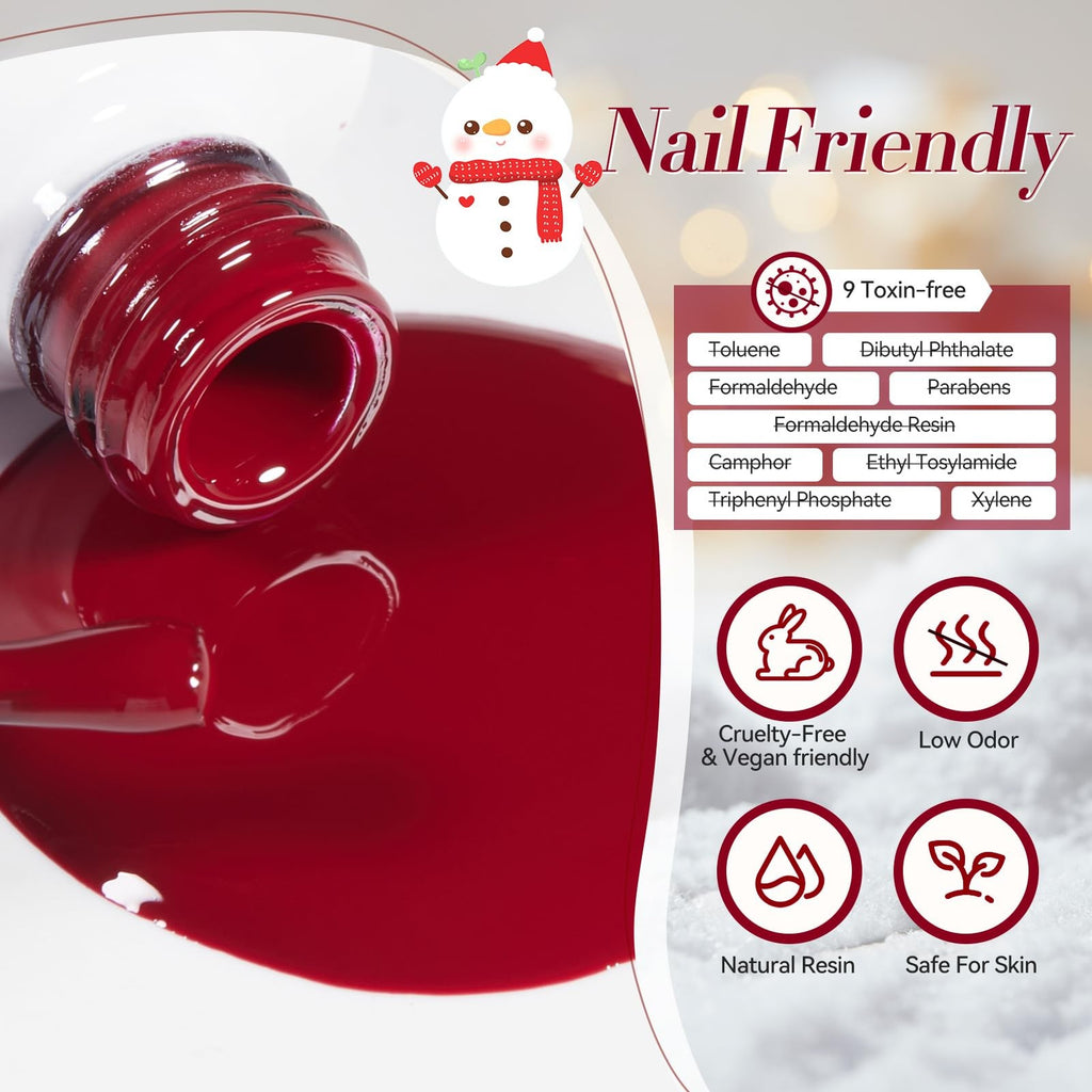 Christmas Gel Nail Polish Set - 6 Colors Long-Lasting Holiday Manicure